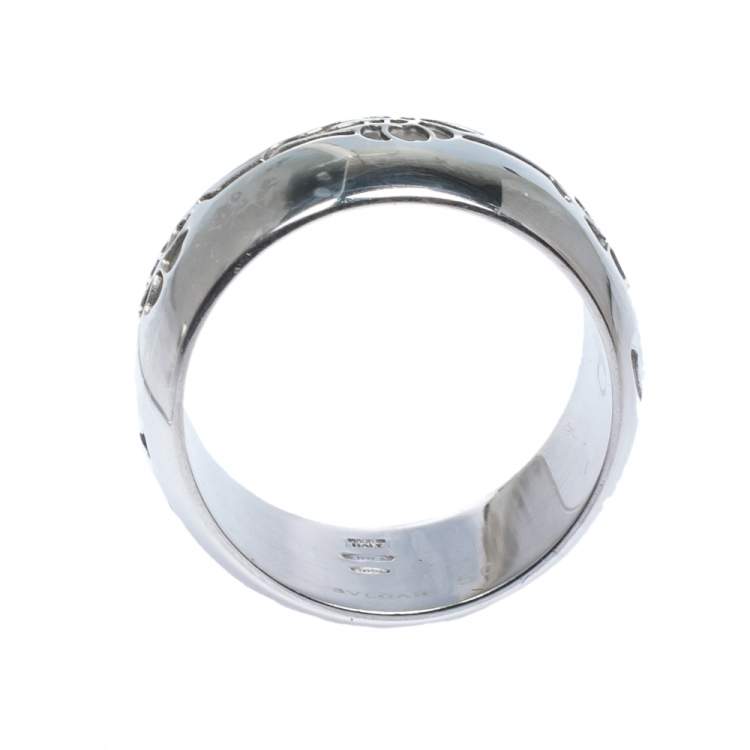 Pre Owned Bvlgari Save The Children Silver Band Ring Size 50