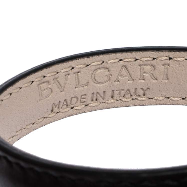 Pre Owned Bvlgari Divas' Dream Enamel Leather Gold Tone Bracelet 