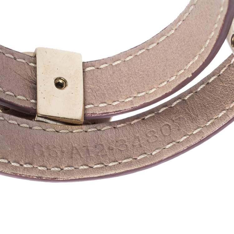 Pre Owned Bvlgari Lavender Leather Gold Tone Double Coiled Bracelet