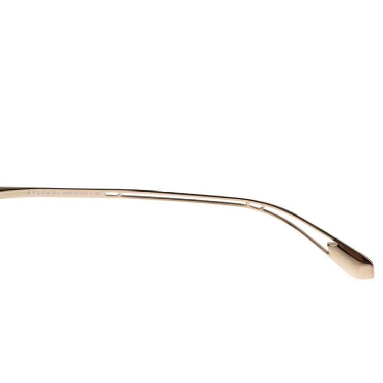 Pre Owned Bvlgari Pale Gold Tone/ Rose Gold Mirrored BV6125 Rectangular Sunglasses