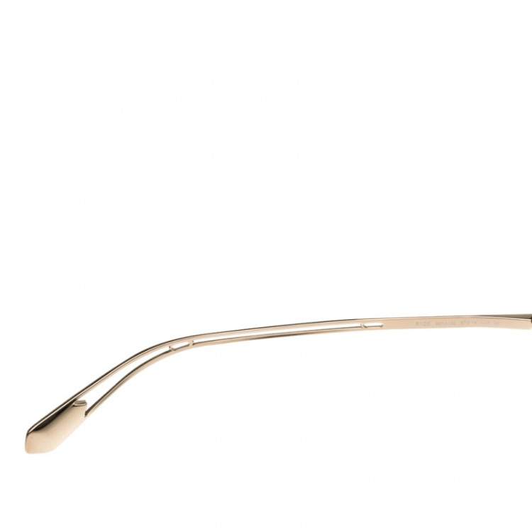 Pre Owned Bvlgari Pale Gold Tone/ Rose Gold Mirrored BV6125 Rectangular Sunglasses