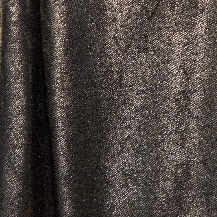 Pre Owned Bvlgari Gold Silk Wool Lettere Maxi Logomania Stole