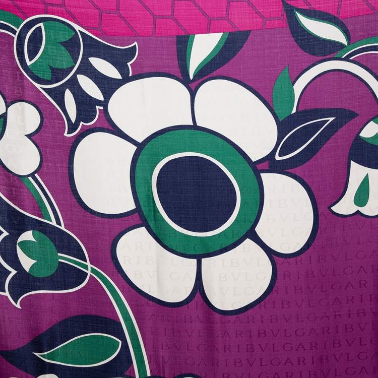 Pre Owned Bvlgari Multicolor Floral Print Silk Scarf
