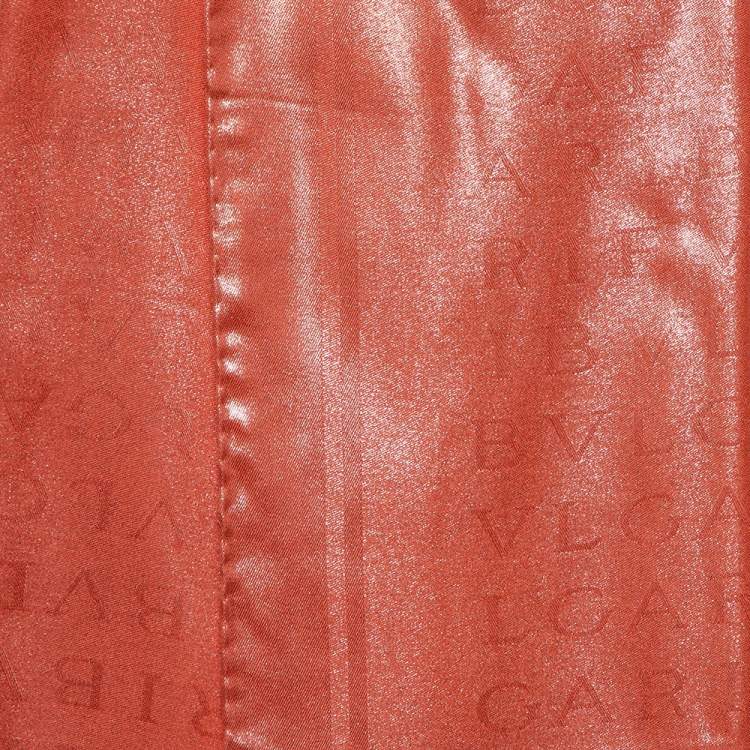 Pre Owned Bvlgari Metallic Coral Silk Lettere Maxi Logomania Stole