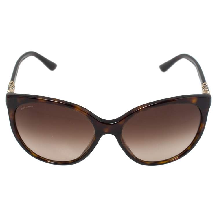 Pre Owned Bvlgari Havana & Crystal/ Brown Gradient 8147-B Intarsio Sunglasses