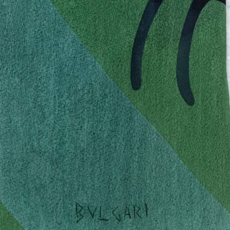 Pre Owned Bvlgari x Davide Pizzigone Green Animal Print Silk Scarf