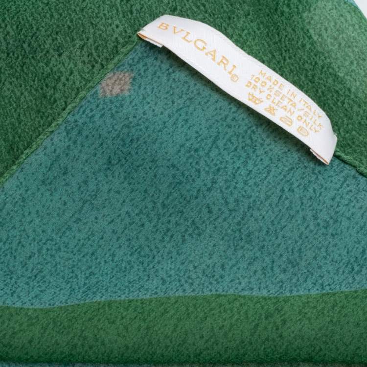 Pre Owned Bvlgari x Davide Pizzigone Green Animal Print Silk Scarf