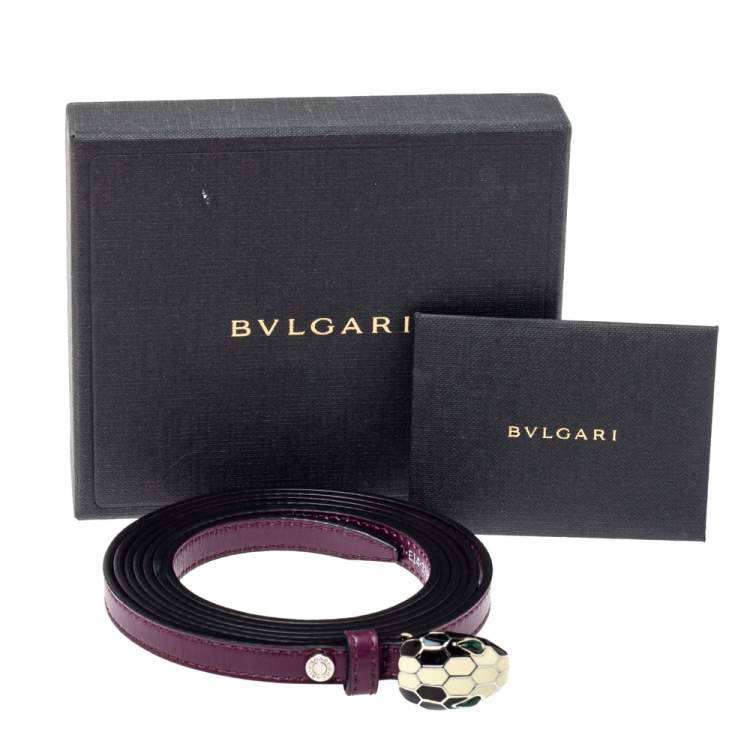 Pre Owned Bvlgari Purple Leather Double Wrap Serpenti Belt 85 CM