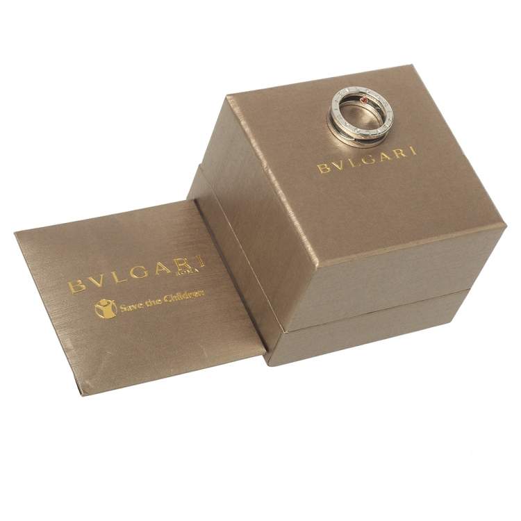 Pre Owned Bvlgari Save The Children Ceramic Silver One-Band Ring Size 50