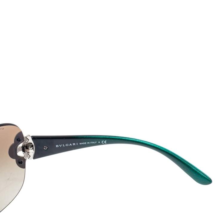 Pre Owned Bvlgari Green Gradient 6060-B Shield Sunglasses