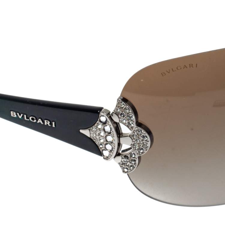 Pre Owned Bvlgari Green Gradient 6060-B Shield Sunglasses