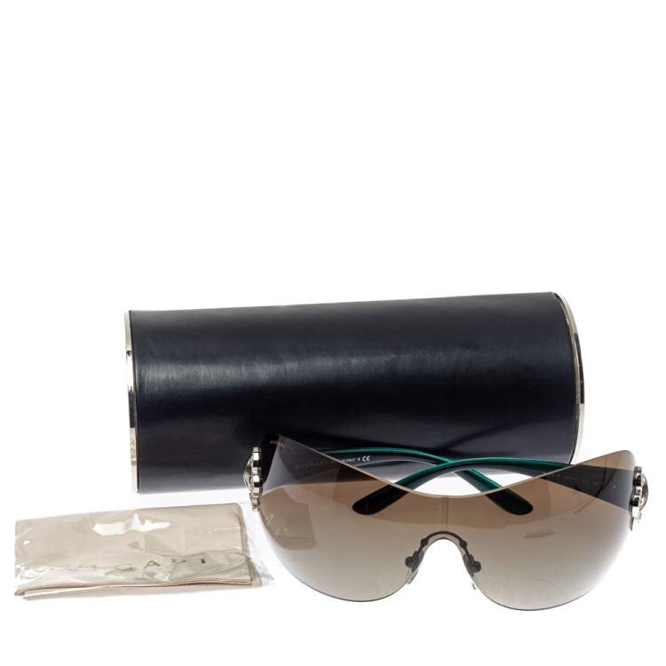 Pre Owned Bvlgari Green Gradient 6060-B Shield Sunglasses