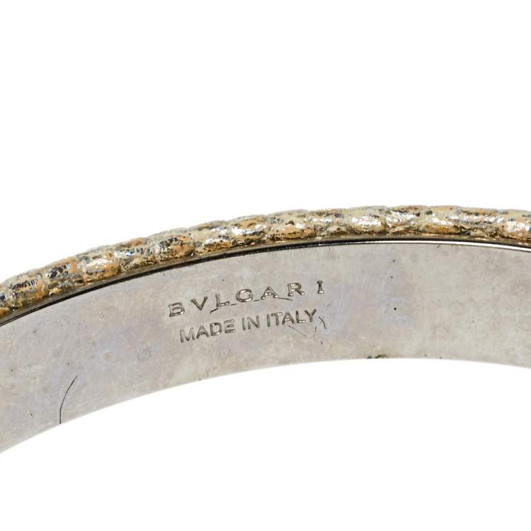 مملوكة مسبقًا Bvlgari Serpenti Forever Metallic Leather Open Cuff Bracelet