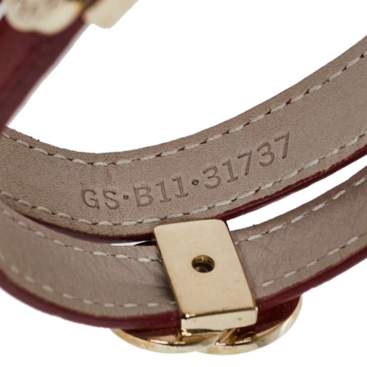 Pre Owned Bvlgari Bvlgari Red Leather Gold Plated Double Coiled Bracelet