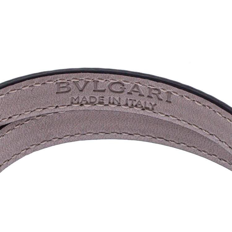 Pre Owned Bvlgari White Leather Serpenti Forever Double Coiled Bracelet