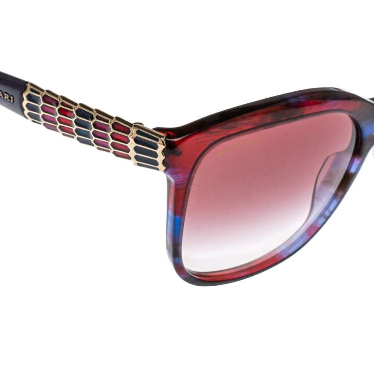 Pre Owned Bvlgari Blue Red 8155 Fantasy Gradient Square Sunglasses