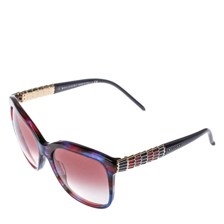 Pre Owned Bvlgari Blue Red 8155 Fantasy Gradient Square Sunglasses