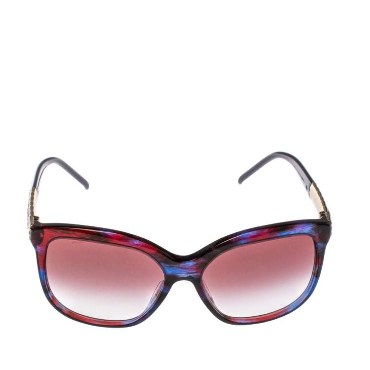 Pre Owned Bvlgari Blue Red 8155 Fantasy Gradient Square Sunglasses