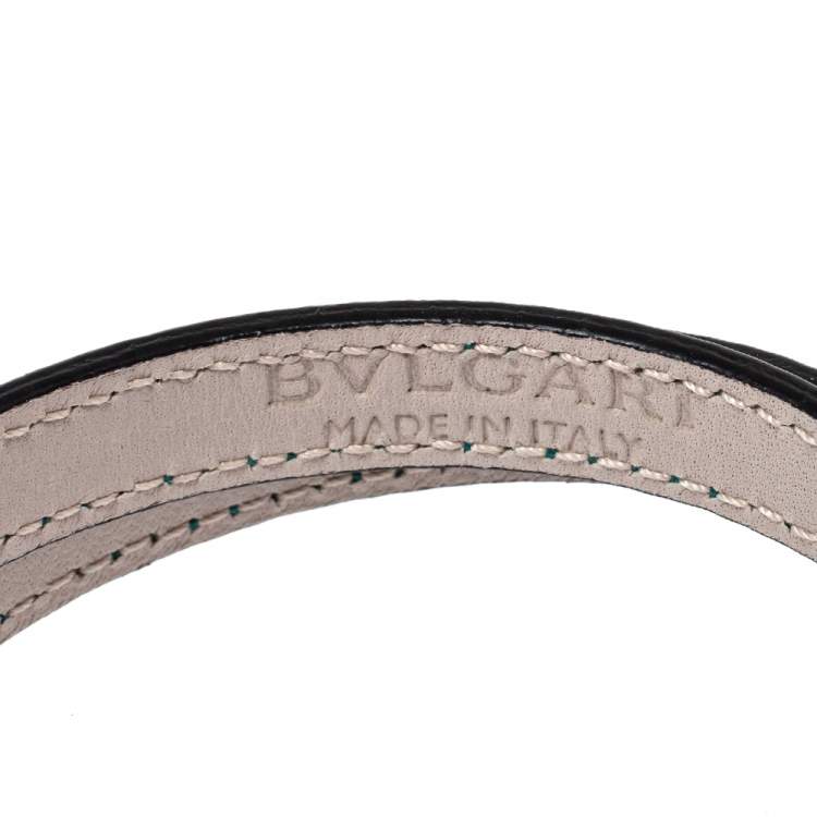 Pre Owned Bvlgari Serpenti Forever Green Leather Double Wrap Bracelet