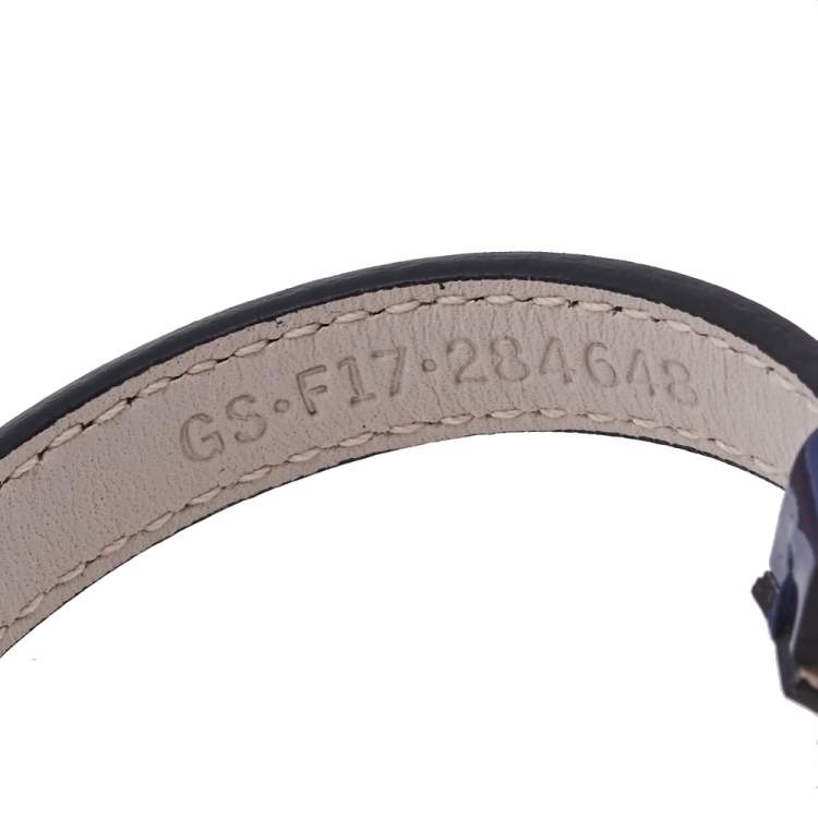 Pre Owned Bvlgari Metallic Blue Leather Serpenti Forever Bracelet