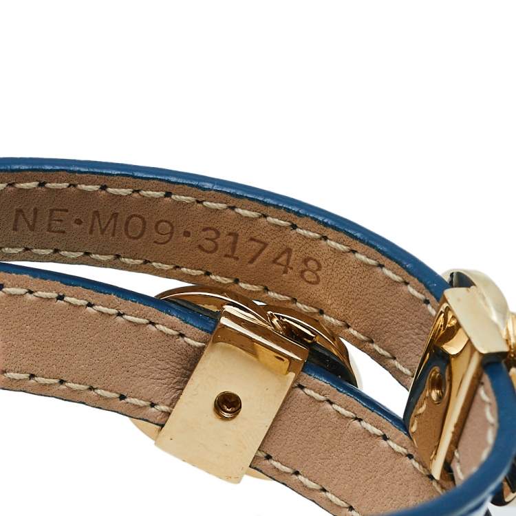 Pre Owned Bvlgari Bvlgari Blue Patent Leather Double Coiled Wrap Bracelet