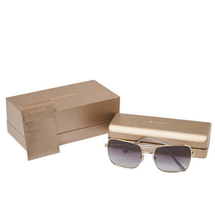 Pre Owned Bvlgari Pale Gold Tone / Grey Gradient BV6134 Square Sunglasses