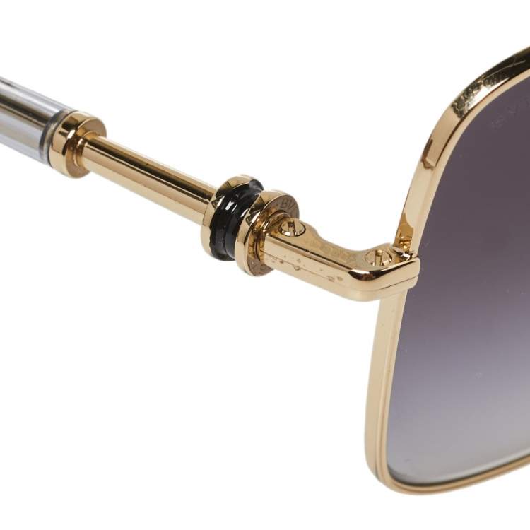 Pre Owned Bvlgari Pale Gold Tone / Grey Gradient BV6134 Square Sunglasses