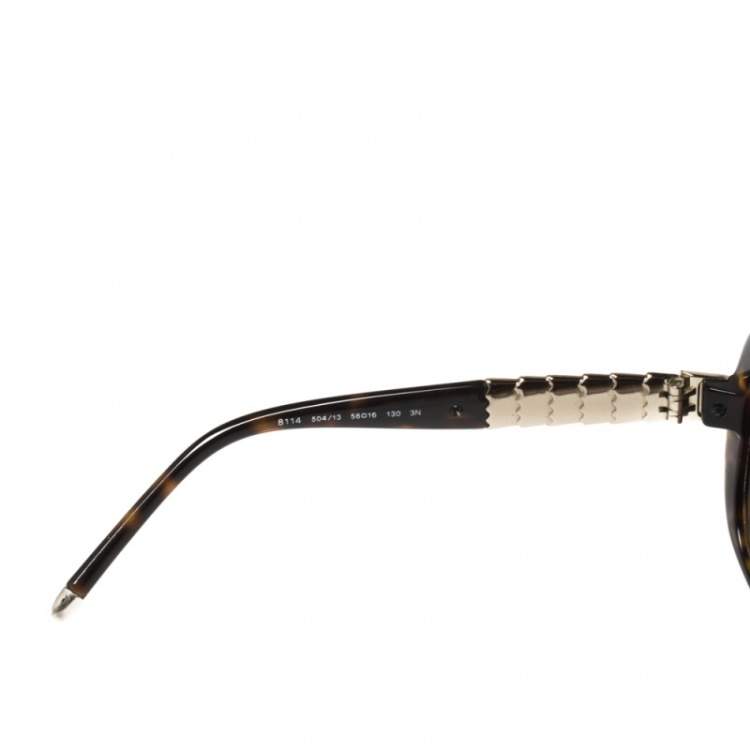 Pre Owned Bvlgari Dark Havana/ Brown Gradient BV 8114 Serpenti Square Sunglasses