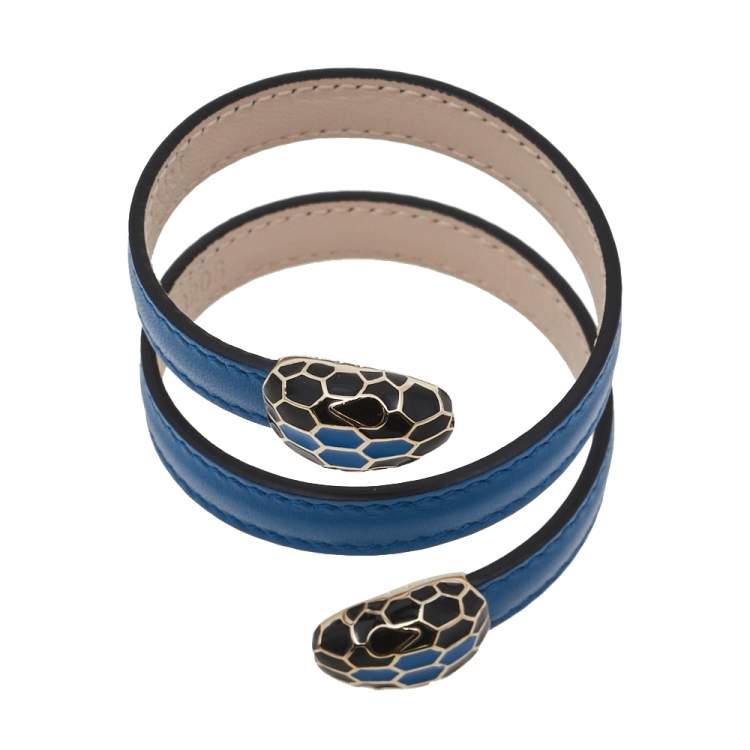 Pre Owned Bvlgari Teal Blue Serpenti Forever Double Coiled Cleopatra Bracelet