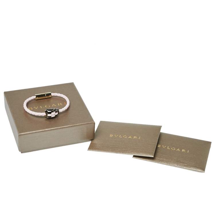 مملوكة مسبقًا Bvlgari Serpenti Forever Rosa di Francia Enamel Braided Leather Bracelet 