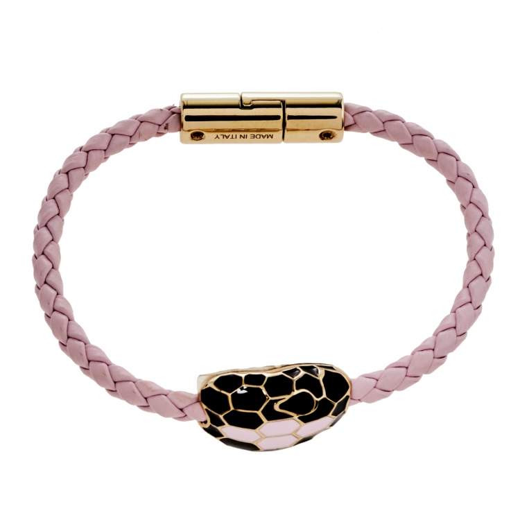 مملوكة مسبقًا Bvlgari Serpenti Forever Rosa di Francia Enamel Braided Leather Bracelet 