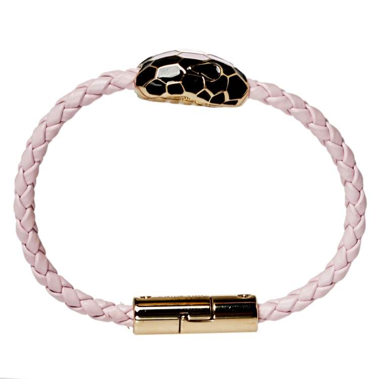 مملوكة مسبقًا Bvlgari Serpenti Forever Rosa di Francia Enamel Braided Leather Bracelet 