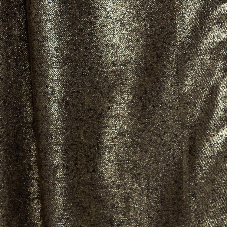 Pre Owned Bvlgari Gold Silk Wool Lettere Maxi Logomania Stole