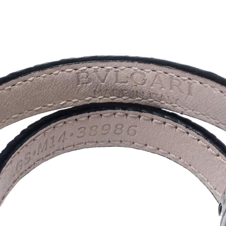 Pre Owned Bvlgari Serpenti Forever Metallic Leather Double Wrap Bracelet