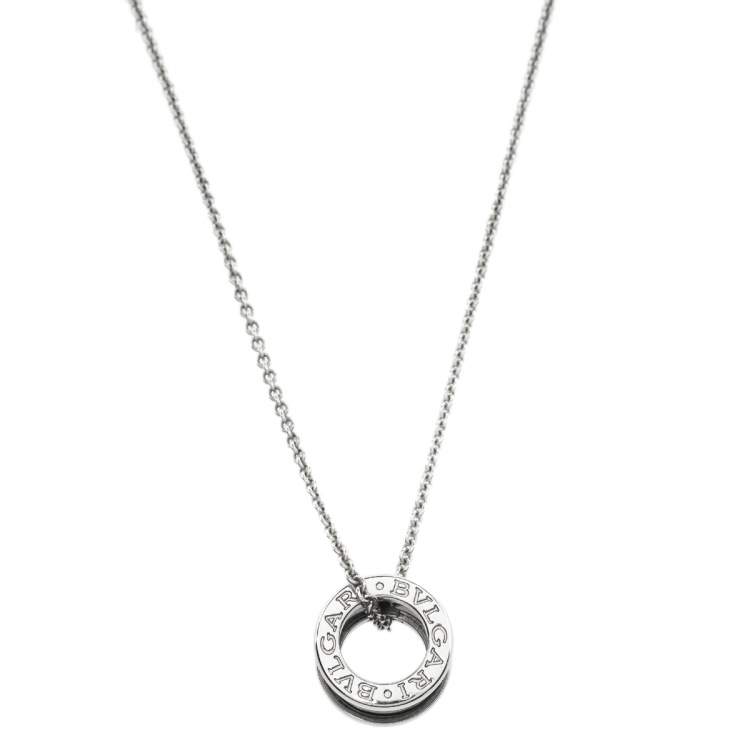 Pre Owned Bvlgari Save the Children Black Ceramic And Silver Pendant Necklace