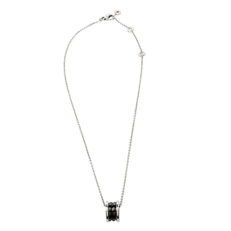 Pre Owned Bvlgari Save the Children Black Ceramic And Silver Pendant Necklace
