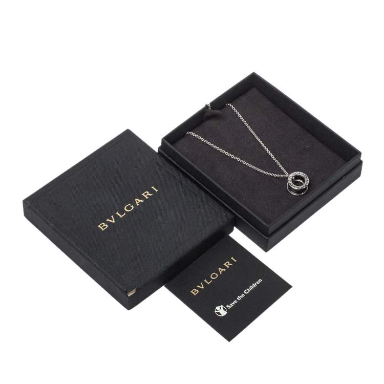 Pre Owned Bvlgari Save the Children Black Ceramic And Silver Pendant Necklace
