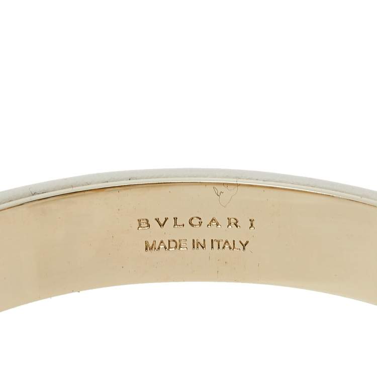 Pre Owned Bvlgari White Leather Gold Plated Serpenti Forever Bracelet