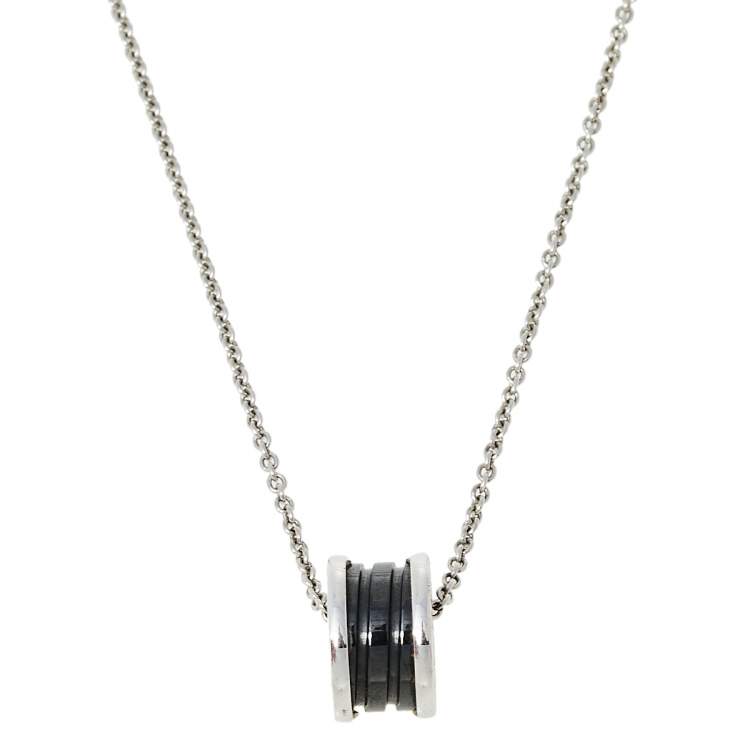 Pre Owned Bvlgari Save the Children Sterling Silver Black Ceramic Pendant Necklace