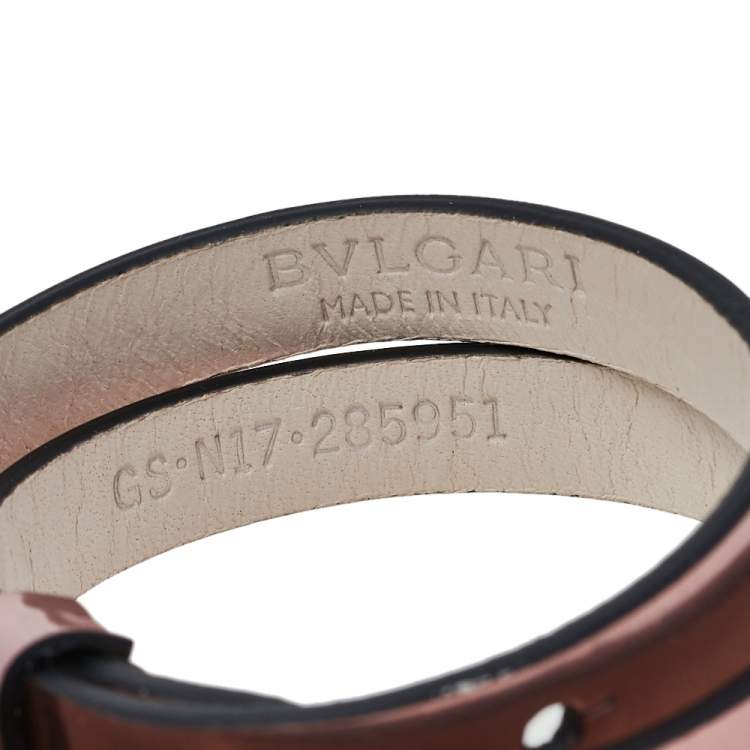 Pre Owned Bvlgari Divas' Dream Metallic Studded Leather Double Wrap Bracelet