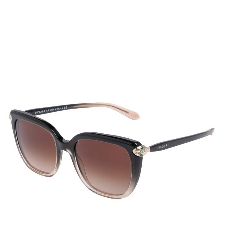 Pre Owned Bvlgari Black Ombre/Brown 8207B Gradient Square Sunglasses