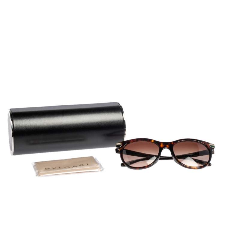 Pre Owned Bvlgari Brown Havana 8185BF Oval Sunglasses