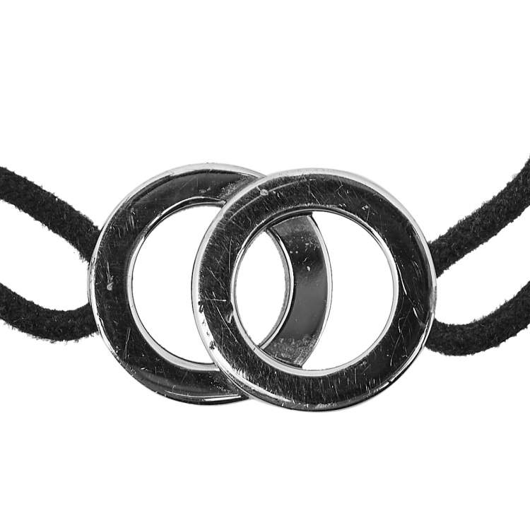 Pre Owned Bvlgari Bvlgari Interlocking Circles Silver Adjustable Cord Bracelet