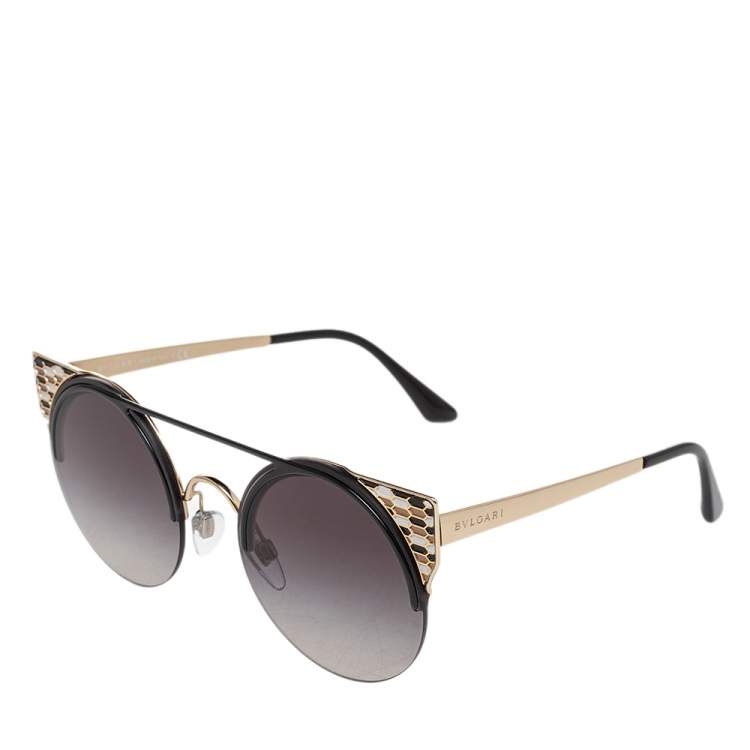 Pre Owned Bvlgari Black 6088 Gradient Round Sunglasses