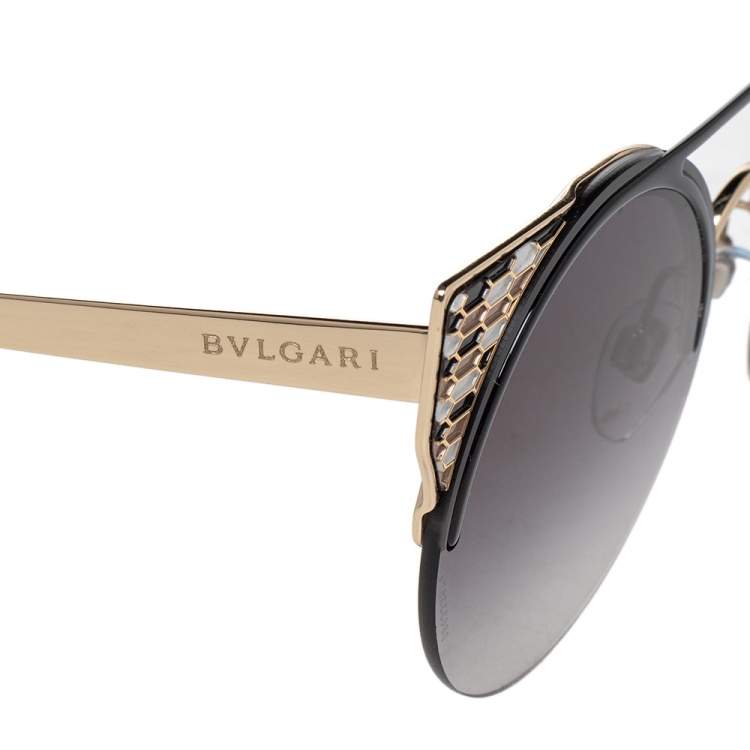 Pre Owned Bvlgari Black 6088 Gradient Round Sunglasses