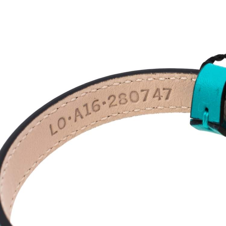 Pre Owned Bvlgari Turquoise Leather Serpenti Forever Bracelet