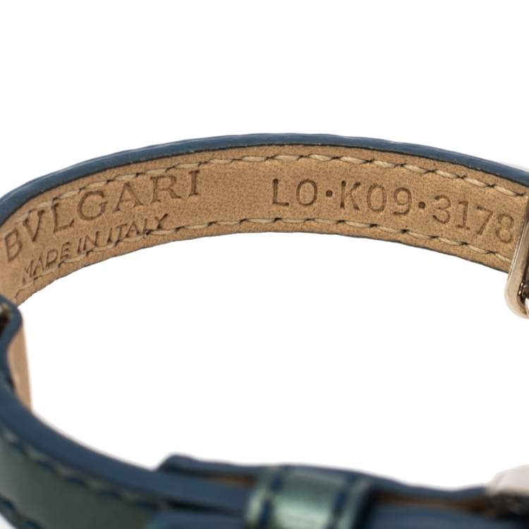 Pre Owned Bvlgari Blue Patent Leather Charm Bracelet