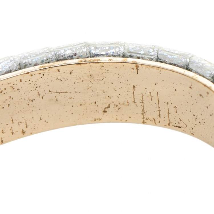 Pre Owned Bvlgari Serpenti Forever Metallic Leather Gold Plated Open Cuff Bracelet