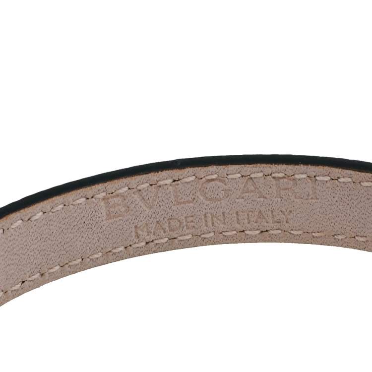 Pre Owned Bvlgari Serpenti Forever Green Karung Leather Wrap Bracelet