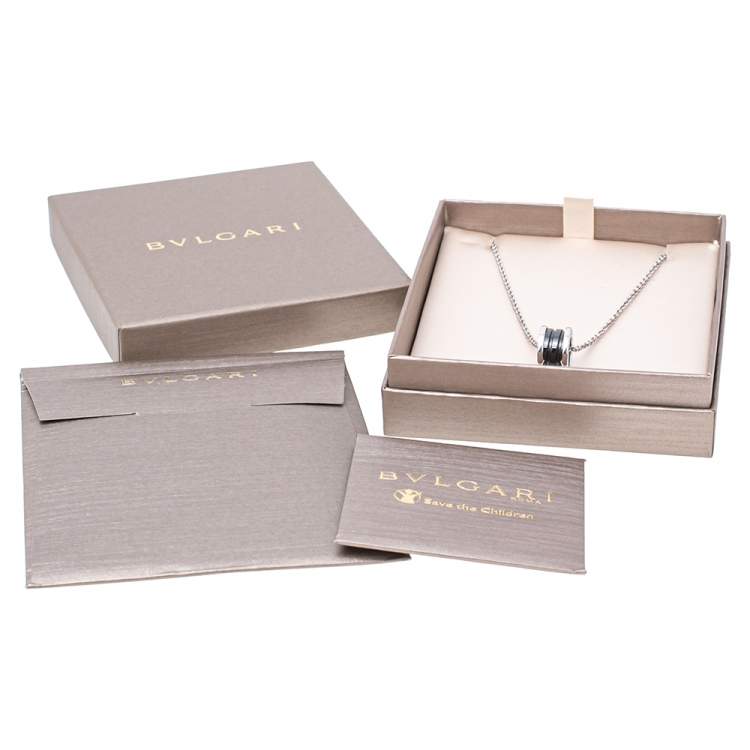 Pre Owned Bvlgari Save the Children Black Ceramic Silver Pendant Necklace